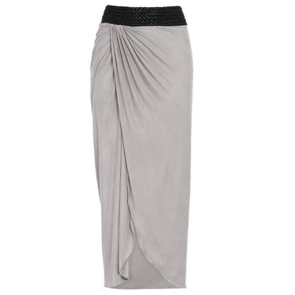 Venus Maxi Skirt With Faux Leather Waistband - Picture 2 of 6